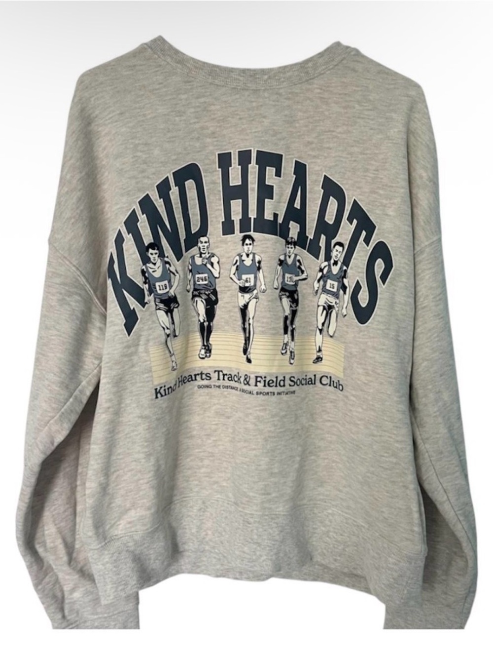 H&M Light Gray Crewneck Sweatshirt with Navy Graphic